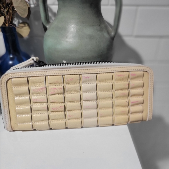 Burberry RARE Leather calf Beige Woven Wallet clutch - Picture 4 of 8